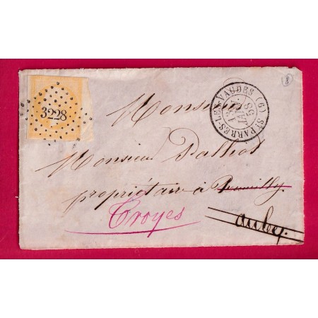N°13 BDF JAUNE CITRON PC 3328 ST PARRES LES VAUDES AUBE POUR TROYES DEVNAT DE LETTRE LETTRE