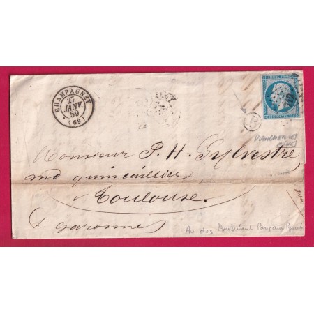 N°14 PC 712 CHAMPAGNEY HAUTE SOANE BOITE RURALE B PLANCHER LES MINES POUR TOULOUSE LETTRE