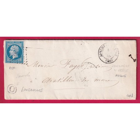 N°14 PC 1580 JONCHERY SUR VESLE MARNE BOITE RURALE O FAVEROLLES POUR CHATILLON SUR MARNE LETTRE