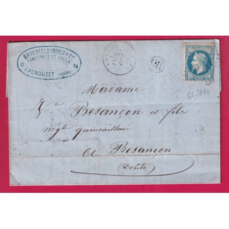 N°29 GC 3234 ROYBON ISERE OR PEROUZET POUR BESANCON DOUBS LETTRE