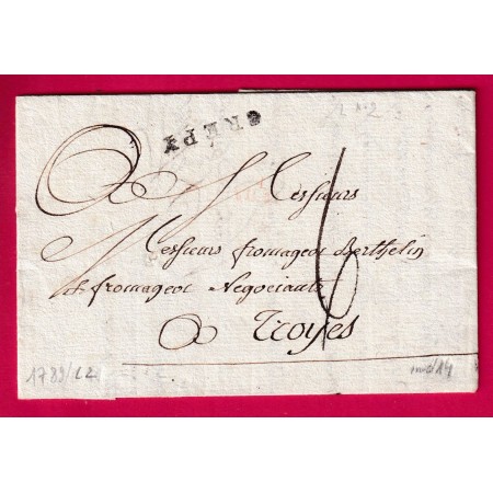 MARQUE CREPY EN VALOIS OISE 1789 POUR TROYES AUBE INDICE 14 LETTRE