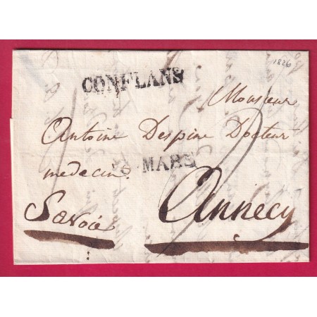 MARQUE SARDE CONFLANS SAVOIE 1826 POUR ANNECY HAUTE SAVOIE LETTRE