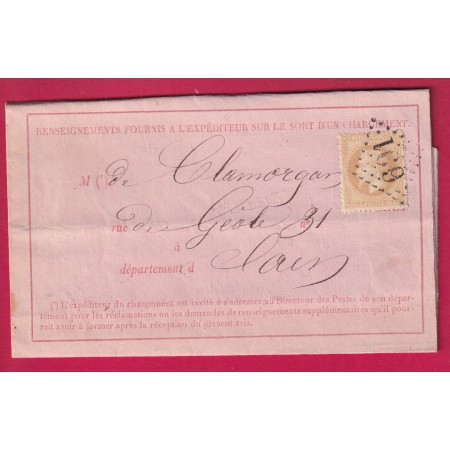 N°28 GC 691 CAEN CALVADOS AVIS DE CHARGEMENT 1870 LETTRE