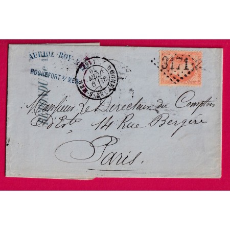 N°31 GC 3171 ROCHEFORT SUR MER CHARENTE INFERIEURE POUR PARIS LETTRE