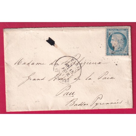 GUERRE 1870 REPRISE DU COURRIER APRES LE SIEGE DE PARIS R ST LAZARE 15 FEV 1871 POUR PAU BASSES PYRENEES ARRIV 18.02