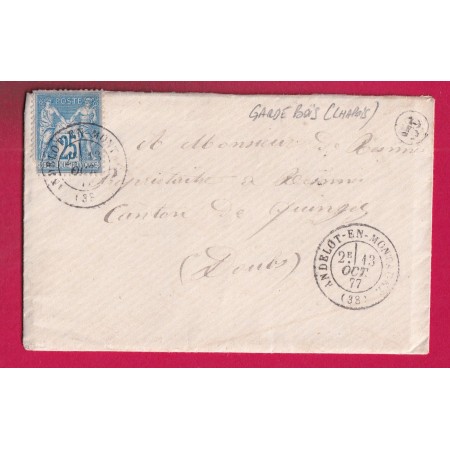 N°79 ANDELOT EN MONTAGNE JURA BOITE RURALE B GARDE BOIS COMMUNE DE CHAPOIS POUR QUINGEY DOUBS LETTRE