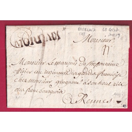 MARQUE MORLAIX FINISTERE LENAIN N°8 41X7 INDICE 19 POUR RENNES ILLE ET VILAINE LETTRE