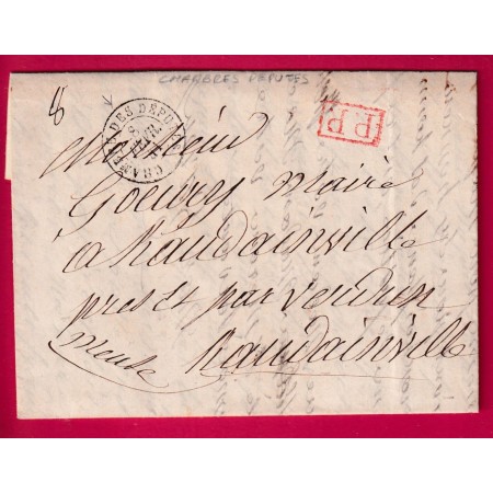 CAD CHAMBRE DES DEPUTES + PP ROUGE 1841 POUR VERDUN MEUSE LETTRE