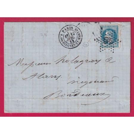 N°29 PARIS ETOILE 39 R DES ECLUSES ST MARTIN POUR BORDEAUX LETTRE
