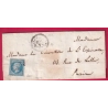 N°14 PC 2041 MONNAIE INDRE ET LOIRE CAD TYPE 22 POUR PARIS LETTRE