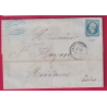 N°22 GC 1150 LE COTEAU LOIRE INDICE 22 POUR MOIRANS ISERE 1863 LETTRE