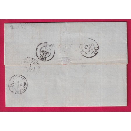 N°22 GC 1150 LE COTEAU LOIRE INDICE 22 POUR MOIRANS ISERE 1863 LETTRE
