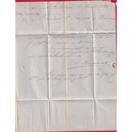 N°22 GC 1150 LE COTEAU LOIRE INDICE 22 POUR MOIRANS ISERE 1863 LETTRE