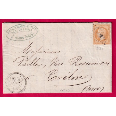 N°21 GC 3264 SAINS DU NORD CAD TYPE 22 POUR TRELON LETTRE