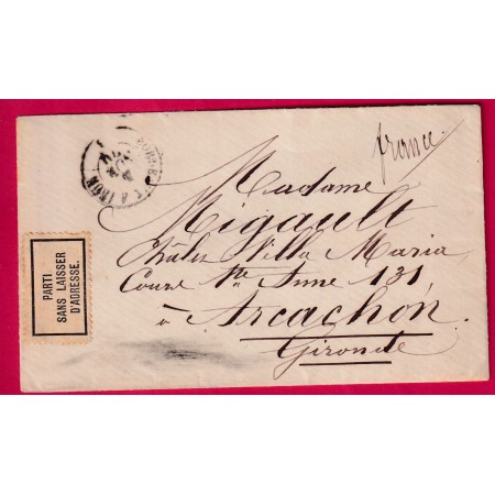 GUERRE 1870 PRISONNIER  DE GUERRE CAMPS DE THORN 4.11.1870 POUR ARCACHON GIRONDE ALLEMAGNE PRUSSE ETIQUETTE PARTI SANS A