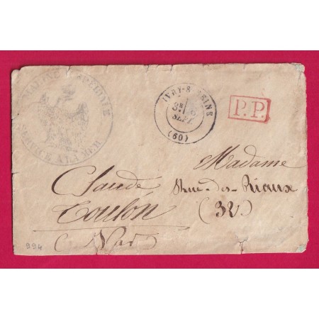 GUERRE 1870 IVRY SUR SEINE 6 SEPTEMBRE 1870 + PP MARINE IMPERIALE SERVICE A LA MER POUR TOULON VAR LETTRE