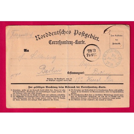 GUERRE 1870 CORRESPONDENZ KARTE FELD POST RELAIS DE ST JOIRE MEUSE 21/8/1870 POUR BERLIN ALLEMAGNE PRUSSE LETTRE