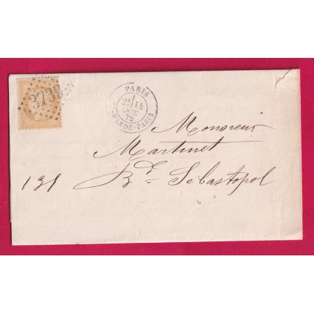 N°59 GC 3739 PARIS ST MANDE POUR PARIS 1872 LETTRE