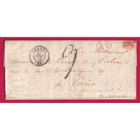 CAD TYPE 15 ORANGE VAUCLUSE OR EN ROUGE CADEROUSSE + DECIME RURAL POUR PARIS LETTRE