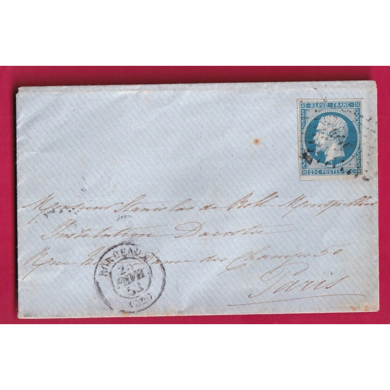 N°10 PC 441 BORDEAUX GIRONDE POUR PARIS LETTRE