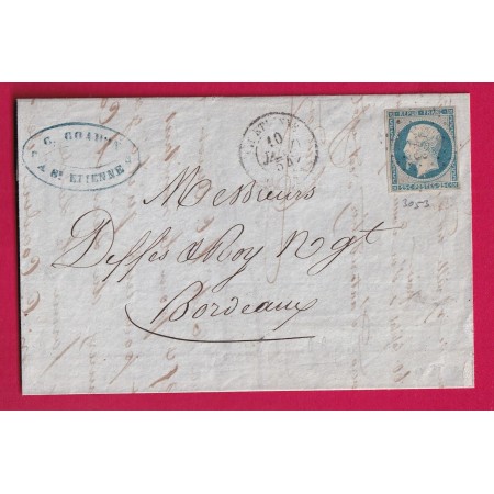N°10 PC 3053 ST ETIENNE LOIRE POUR BORDEAUX LETTRE