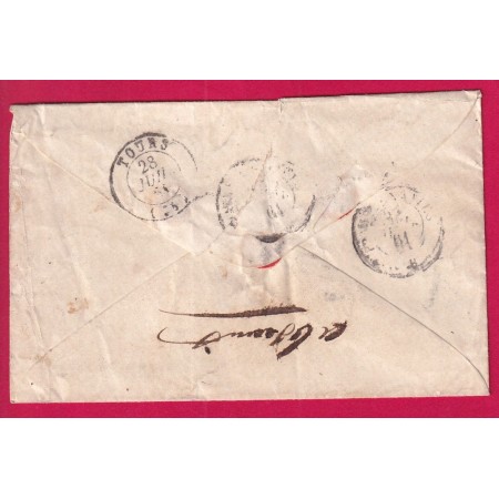 N°17B PARIS ETOILE PLEINE 3E 60 POUR TOURS INDRE ET LOIRE 1861 LETTRE