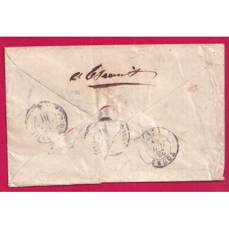 N°17B PARIS ETOILE PLEINE 3E 60 POUR TOURS INDRE ET LOIRE 1861 LETTRE