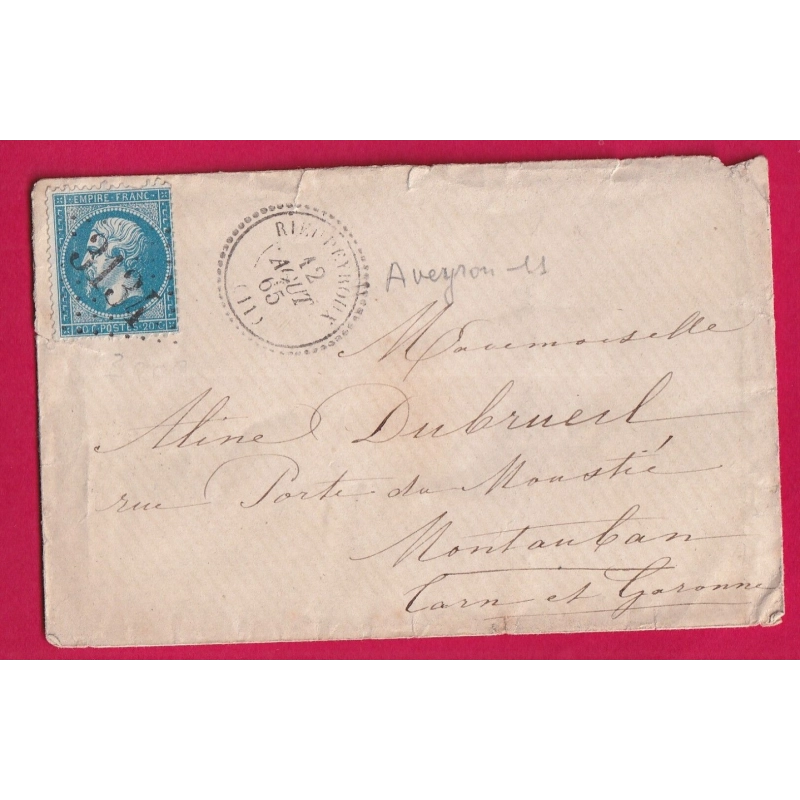 N°22 GC 3134 RIEUPEYROUX AVEYRON CAD TYPE 22 POUR MONTAUBAN TARN ET GARONNE