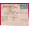 N°29 PAIRE GC 3231 ROUVRAY COTE D'OR LETTRE CHARGE POUR PARIS 1870