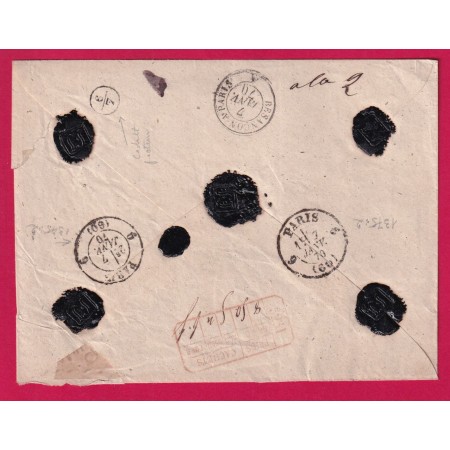 N°29 PAIRE GC 3231 ROUVRAY COTE D'OR LETTRE CHARGE POUR PARIS 1870