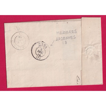 N°60 CONVOYEUR STATION CARIGNAN ARDENNES AU DOS BUREAU DE PASSE 2351 MEZIERES POUR VRIGNES AU BOIS LETTRE