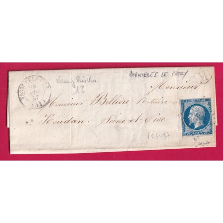 N°14 PC 3497 VASSY PRES VIRE CALVADOS BOITE RURALE M BERNIERES LE PATRY POUR HOUDAN SEINE ET OISE LETTRE