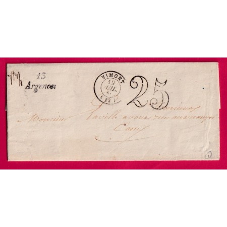 CURSIVE 13 ARGENCES CALVADOS CAD TYPE 15 VIMONT POUT CAEN 1850 INDICE 11 LETTRE