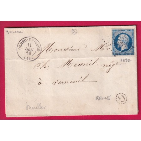 N°14 PC 2332 ORBEC EN AUGE BOITE RURALE G MEULLES POUR VERNEUIL EURE LETTRE