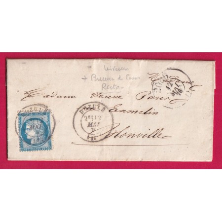 N°60 CAD TYPE 17 DOZULE CALVADOS + BUREAU PASSE 2056 LISIEUX POUR BLONVILLE TIMBRE FISCAL DANS TEXTE LETTRE