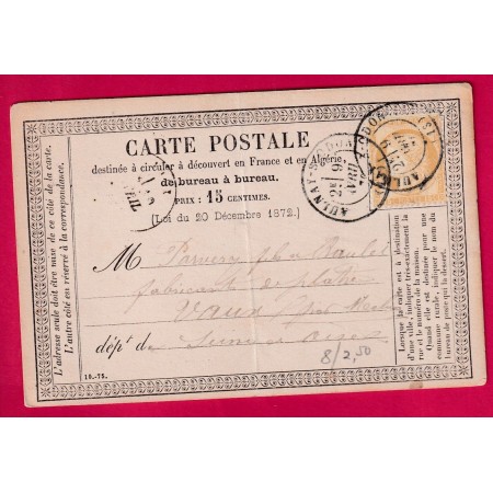 N°55 CAD TYPE 17 AULNAY SUR ODON CALVADOS CARTE PRECURSEUR POUR VAUX SEINE ET OISE LETTRE