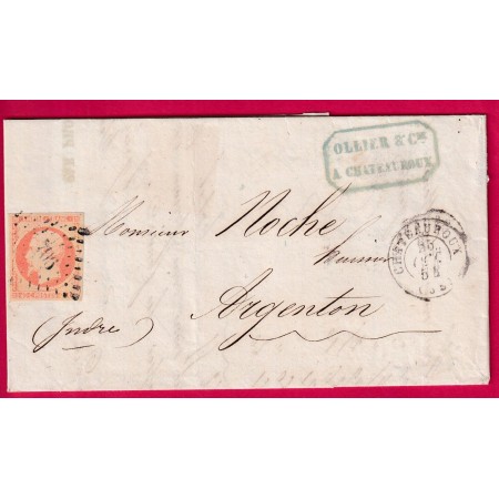 N°16 ORANGE SUR PAILLE PC 796 CHATEAUROUX INDRE POUR ARGENTON LETTRE