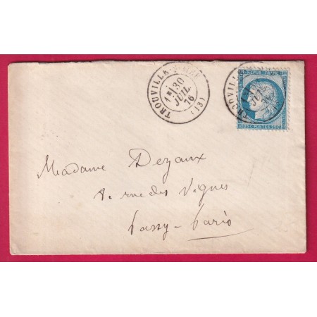 N°60 CAD TYPE 17 TROUVILLE SUR MER CALVADOS POUR PASSY PARIS LETTRE