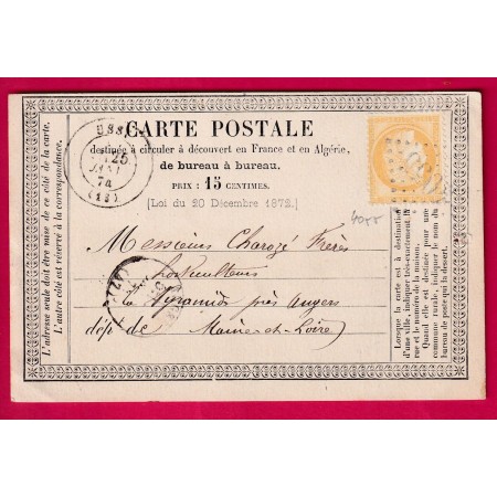 N°59 GC 4055 USSY CALVADOS POUR ANGERS MAINE ET LOIRE CARTE PRECURSEUR LETTRE
