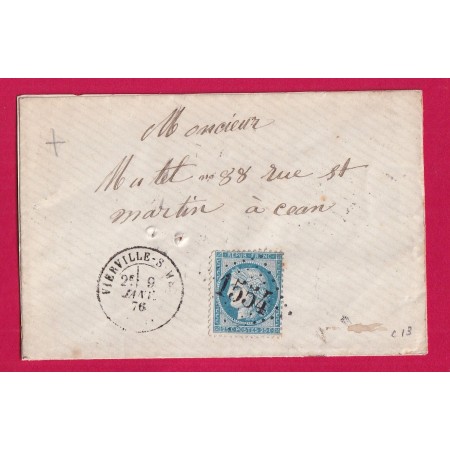 N°60 GC 1554 VIERVILLE SUR MER CALVADOS POUR CAEN INDICE 13 LETTRE