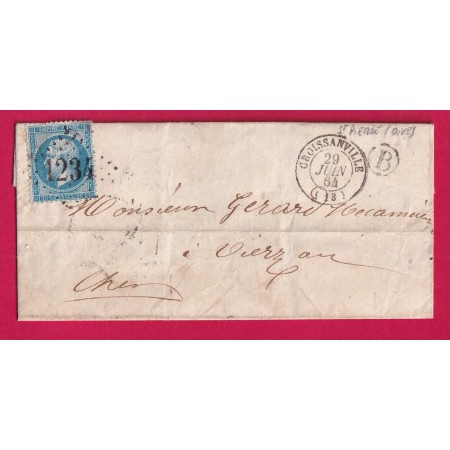 N°22 GC 1234 CROISSANVILLE CALVADOS BOITE RURALE B ST PIERRE SUR DIVES POUR VIERZON CHER LETTRE