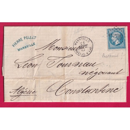 N°22 MARSEILLE BATEAU A VAP GC 5055 PHILIPPEVILLE POUR CONSTANTINE COMBINAISON RARE LETTRE