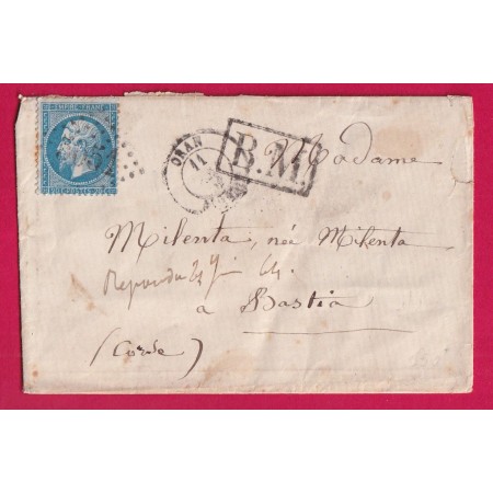 N°22 GC 5051 ORAN ALGERIE BM ENCADRE MARITIME POUR BASTIA CORSE LETTRE