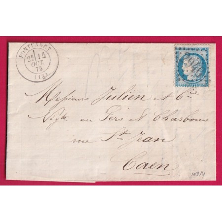 N°60 GC 2946 PONTFARCY CALVADOS CAD TYPE 17 POUR CAEN INDICE 14 LETTRE