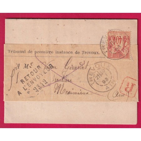 N°94 TREVOUX AIN RETOUR ENVOYEUR 2342 MEXIMIEUX RECOMMANDE LETTRE
