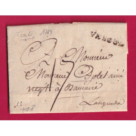MARQUE VESOUL HAUTE SAONE 1789 LENAIN N°3 POUR BEAUCAIRE GARD LETTRE