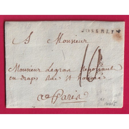 MARQUE JOSSELIN MORBIHAN 1788 LENAIN N°1 INDICE 15 POUR PARIS LETTRE
