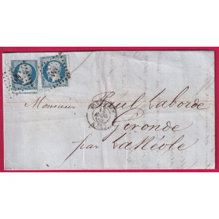 N°10 X2 PC441 BORDEAUX GIRONDE POUR LA REOLE 1853  LETTRE
