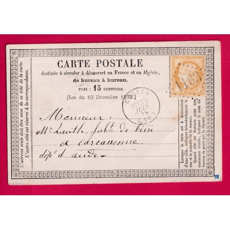 N°55 GC 1163 COUIZA AUDE POUR CARCASSONNE CARTE PRECURSEUR LETTRE