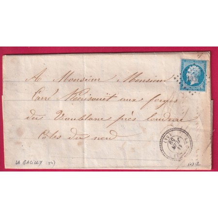 N°14 PC 1357 LA GACILLY MORBIHAN CAD TYPE 22 POUR VAUBLANC LOUDEAC COTES DU NORD INDICE 12 LETTRE